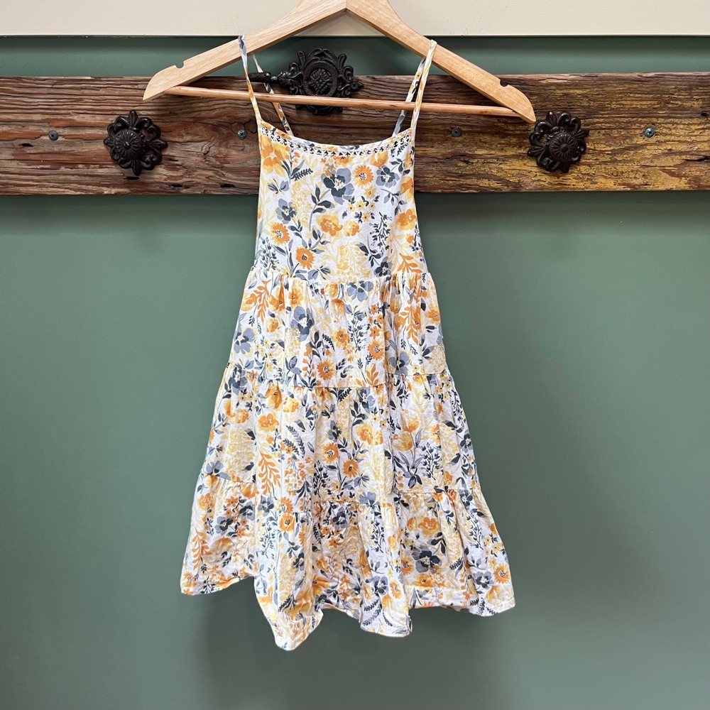 Joie Kids Yellow Floral Tiered Sundress Lace Trim Smocked Back Size 7‎